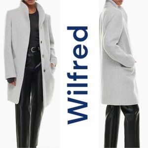 Aritzia Wilfred The Cocoon Coat Wool and Cashmere Size 2XS Heather White LUXURY